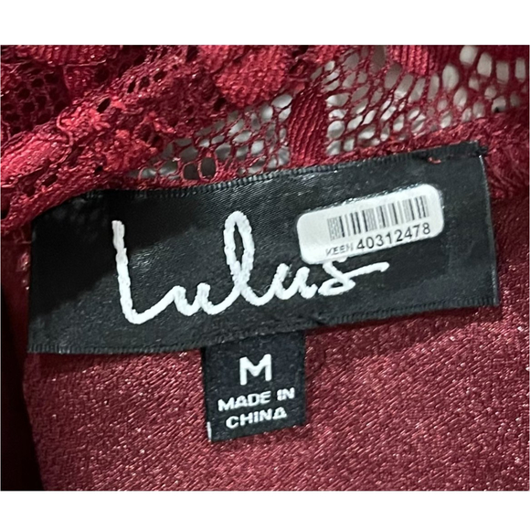 LULUS Evidently In Love Burgundy Floral Embossed Satin Mini Dress - Picture 3 of 6